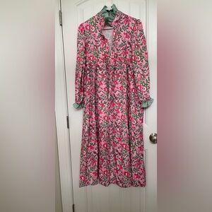 Floral Long Sleeve Dress - Pink and Green